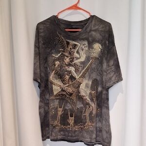 Royal Revival James Rymann 2009 Bedazzeled Skull Bone Guitar Tshirt